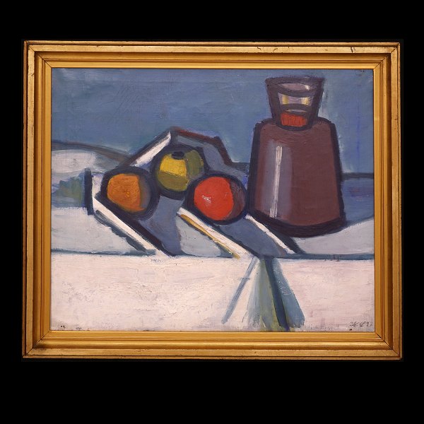 Karl Larsen, 1897-1977, opstilling. Olie på lærred. Signeret og dateret 1927. 
Lysmål: 59x72cm. Med ramme: 72x85cm