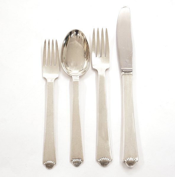 Hans Hansen, Kolding, Denmark. Silver cutlery set "Arvesølv 4". 63 pieces