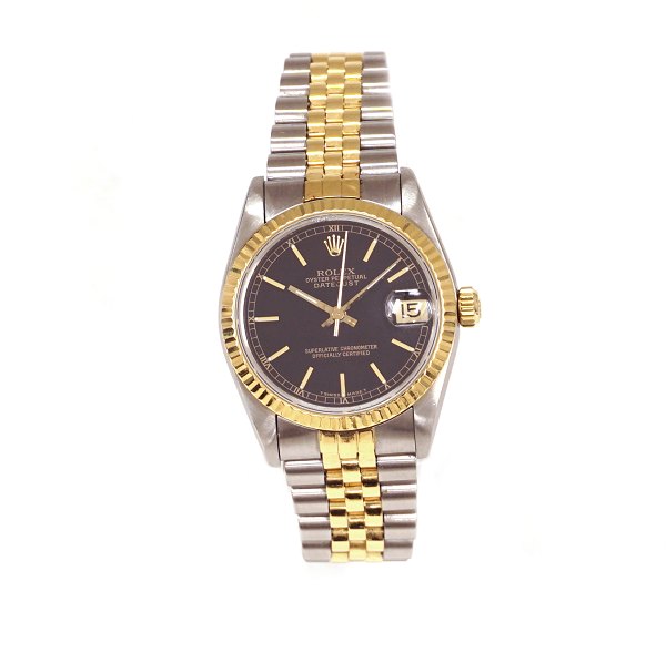 Rolex Oyster Perpetual Datejust, Gold/Stahl. Verkauft am 10.04.91. Wird mit Kaufsquittung, Zertifikat, Box etc. geliefert. Ref. 68273. D: 31mm. Guter Zustand