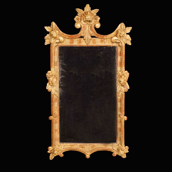 A gilt 18th century Rococo mirror. Denmark circa 1760. Size: 90x49cm