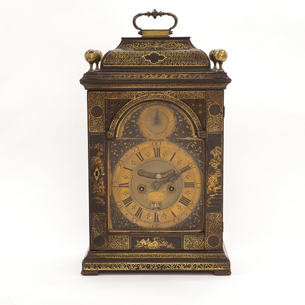 George II bracket clock by Henry Watson London, 1720-50. Movement with repeat 
pull, hour striking and calender. H: 47cm