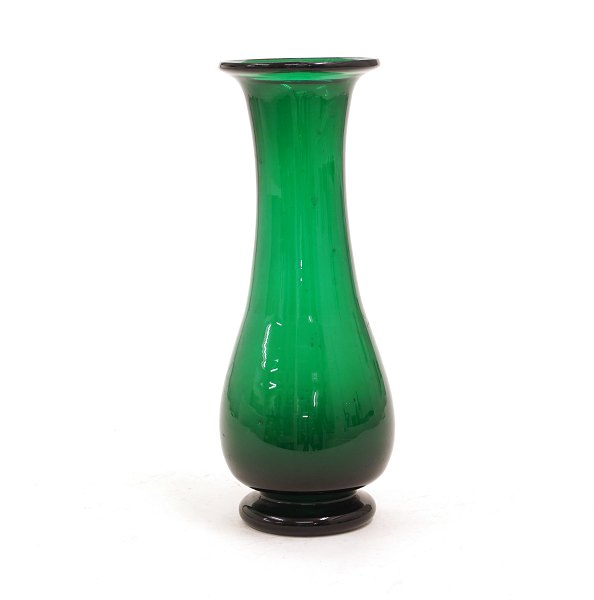 Grønt balusterformet hyacintglas. Danmark 2. halvdel af 1800-tallet. H: 21,5cm