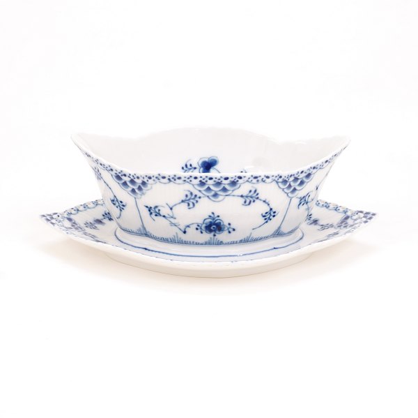 Royal Copenhagen: Zwiebelmusster Sauceschale 563. H: 8,5cm. L: 25cm