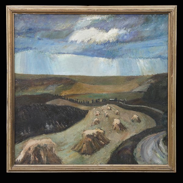 Erik Raadal, 1905-41, Öl auf Leinen. Dänemark in den 1930er Jahren. Lichtmasse: 
99x99cm. Mit Rahmen: 109x109cm