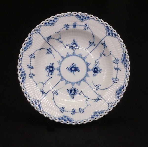 Royal Copenhagen blue fluted full lace soup plates. #1078. D: 25cm