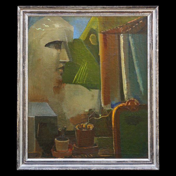 Ebba Carstensen, 1885-1967, olie på lærred: "Opstilling med Venusbuste". Signeret og dateret 1934. Lysmål: 78x65cm. Med ramme: 89x76cm