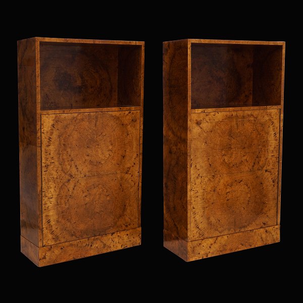 A pair of Danish birch wood cabinets. Denmark circa 1930. H: 106cm. W: 57cm. D: 
24cm