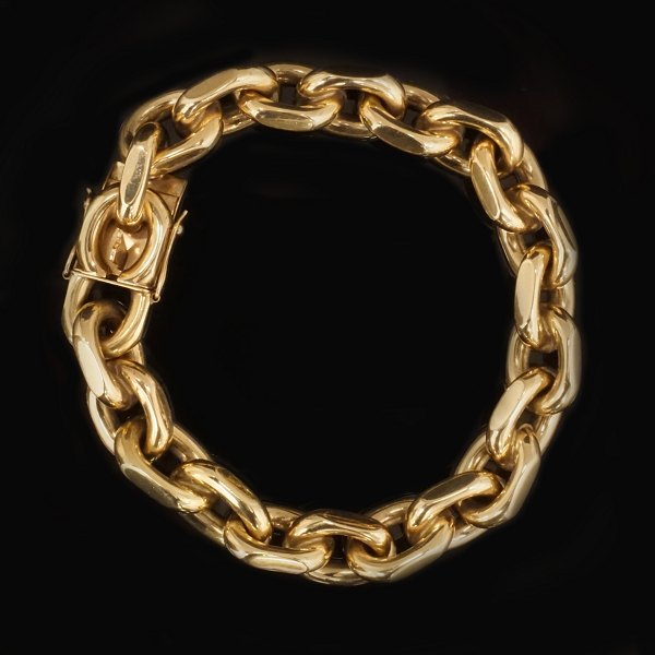 Anker armlænke guld. Christian Veilskov, 1963-86, kraftig anker armlænke i 8kt guld. V: 103,1gr. L: 23cm
