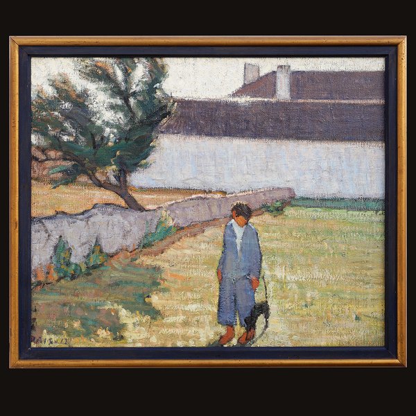 Jais Nielsen maleri. Jais Nielsen, 1885-1961, olie på lærred. Motiv sandsynligvis fra Frankrig. Signeret og dateret 1912. Lysmål: 58x70cm. Med ramme: 67x79cm