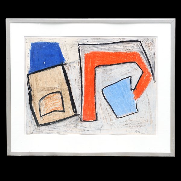 Robert Jacobsen, 1912-93, oil chalk on paper. Signed. Visible size: 50x65cm. 
With frame: 71x84cm