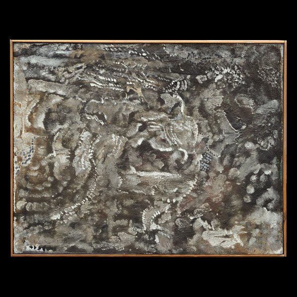 Svend Wiig Hansen, 1922-97, olie på lærred. "Ansigtet II". Signeret og dateret 1961. Lysmål: 80x100cm. Med ramme 82x102cm