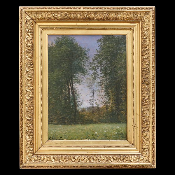 C. F. Aagaard, 1833-95, Öl auf Leinen. Waldpartie. Signiert. Lichtmasse: 
37x28cm. Mit Rahmen: 57x48cm