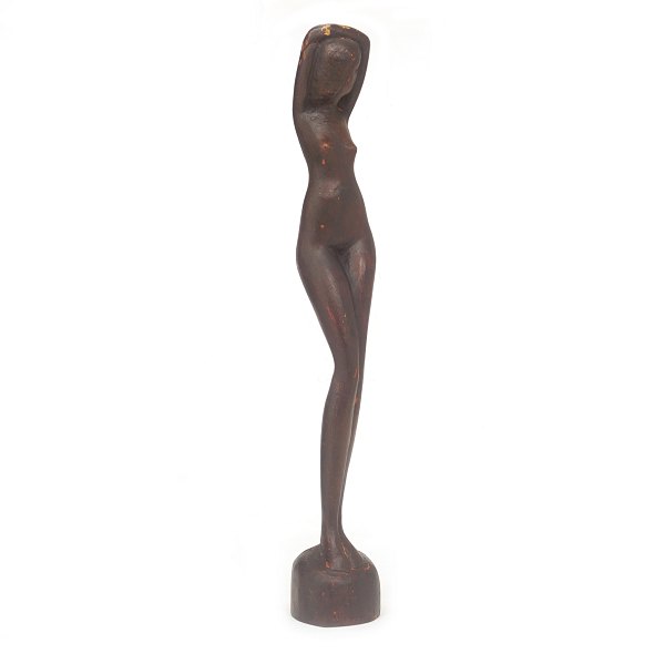 Grosse Holzfigur von Otto Pedersen, Odense, 1902-95. Signiert. H: 70cm