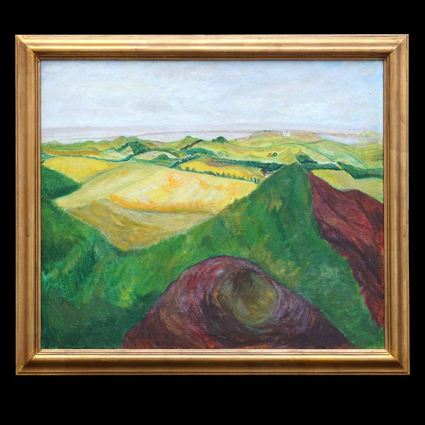 Jens Søndergaard, 1895-1957, oil on canvas. Landscape, Thy, Denmark. Signed 
circa 1923. Visible size: 66x79cm. With frame: 78x91cm