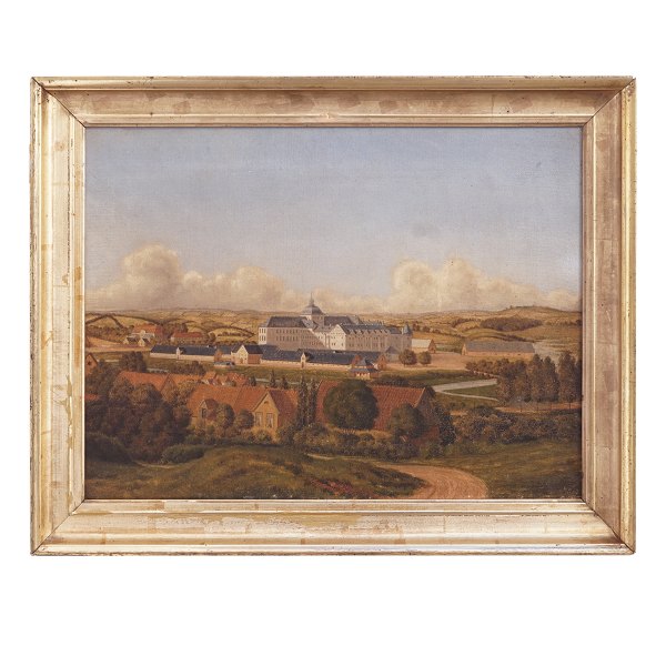 Unknown artist. Landscape wit the Castle Gottorf, Schleswig-Holstein. Dated 4/7 
1880. Visible size: 34x45cm. With frame: 42x53cm