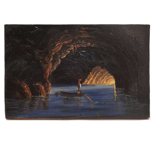 Unknown artist: The Blue Grotto, Capri. Circa 1850. Size: 7,3x11,2cm