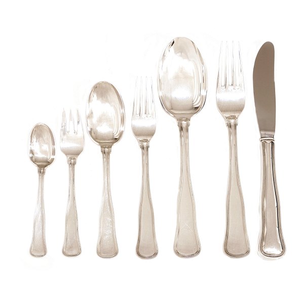 Cohr Old Danish silver cutlery for 12 persons. 84 pieces