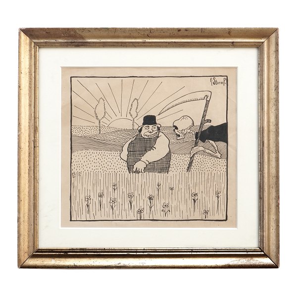 Robert Storm Petersen, 1882-1949, Zeichnung. Signiert. Lichtmase: 23,5x25,5cm. 
Mit Rahmen: 35x37,5cm
