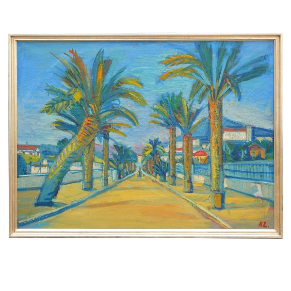 Karl Larsen, 1897-1977, Öl auf Leinen. Stadtpartie, Südfrankreich. Signiert. 
Lichtmasse: 96x128cm. Mit Rahmen: 105x137cm