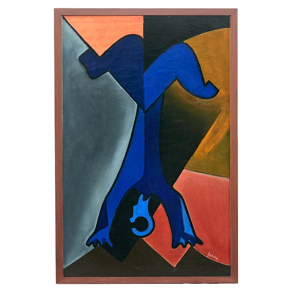 Wilhelm Freddie maleri. Wilhelm Freddie, 1909-95, olie på lærred. "Akrobat Oh". 
Signeret og dateret 1930. Mål: 110x70cm