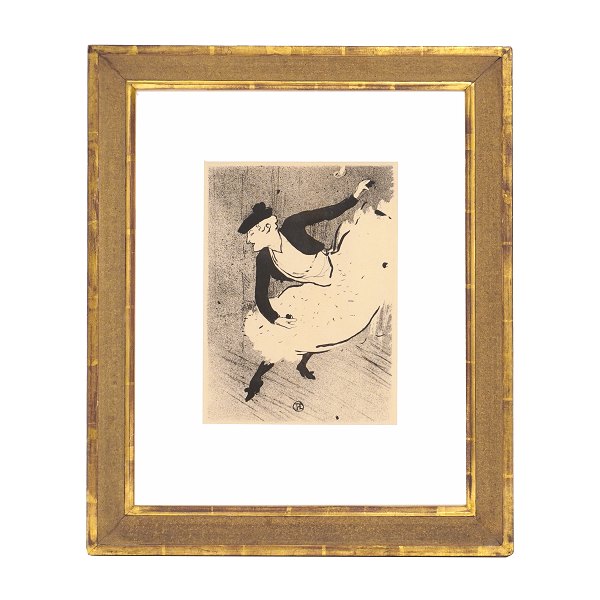Henri de Toulouse-Lautrec (1864–1901), Lithografie „Edmée Lescot“, Platte 5 aus der Serie „Le Café Concert“. Auflage von 500 Exemplaren, erschienen 1893.Lichtmaße: 28×20cm.Mit Rahmen: 52×43cm