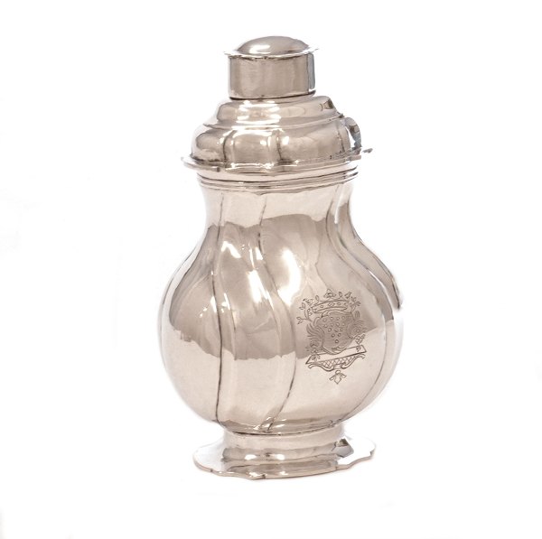 Teedose aus Silber von Detlef Pape, Kopenhagen, 1755. H: 13cm